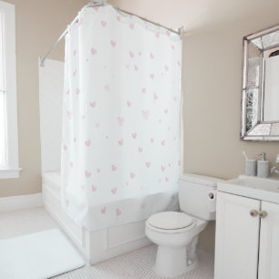 Pink Heart Pattern Giro Romantic Duschvorhang