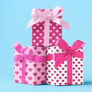 Pink Heart Pattern y2k Preppy Holiday Geschenkpapier Set
