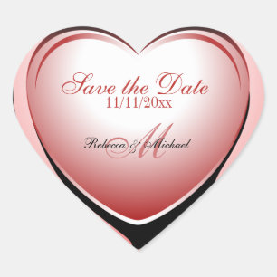 Pink Heart Pendant Save the Date Herz-Aufkleber