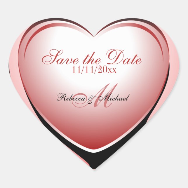 Pink Heart Pendant Save the Date Herz-Aufkleber (Vorderseite)