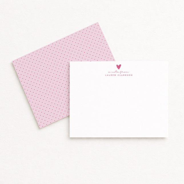 Pink Heart Polka Dot Valentine’s Day Note Card Einladung (Von Creator hochgeladen)