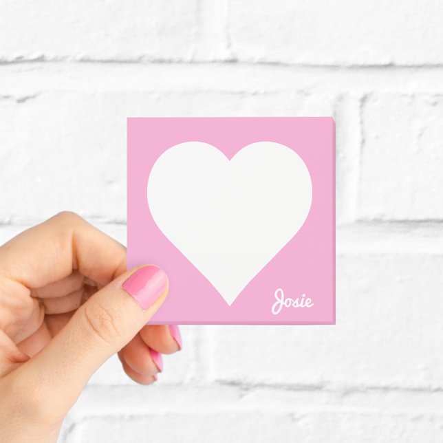 Pink Heart Post-it-Notizen mit Namen Post-it Klebezettel (Von Creator hochgeladen)