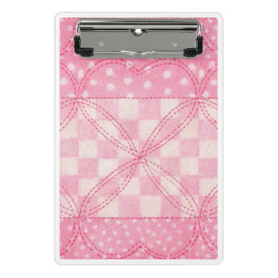 PINK HEART QUILL Mini-Zwischenablage Mini Klemmbrett