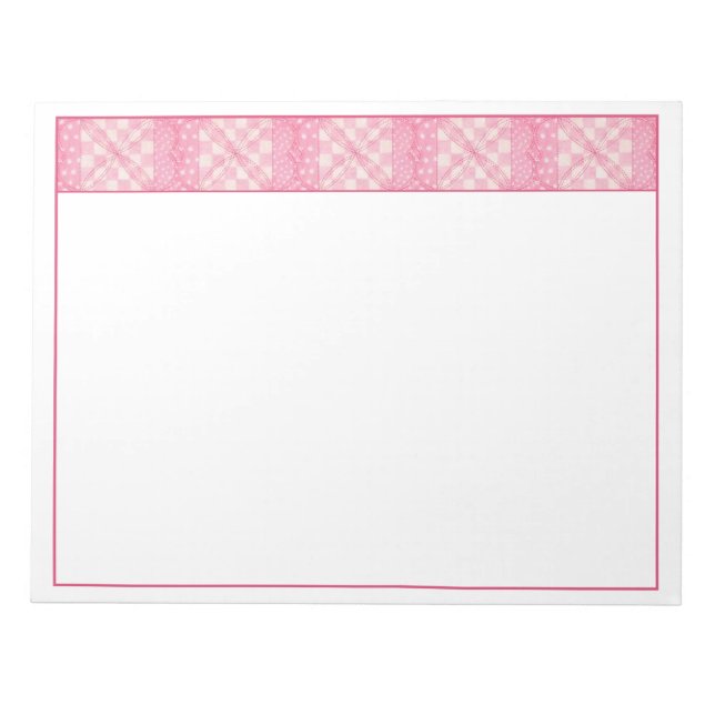 PINK HEART QUILT 11 "X8.5" Notepad Notizblock (Vorderseite)