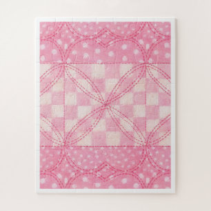 PINK HEART QUILT 16x20 großes Stück Puzzleteil Puzzle