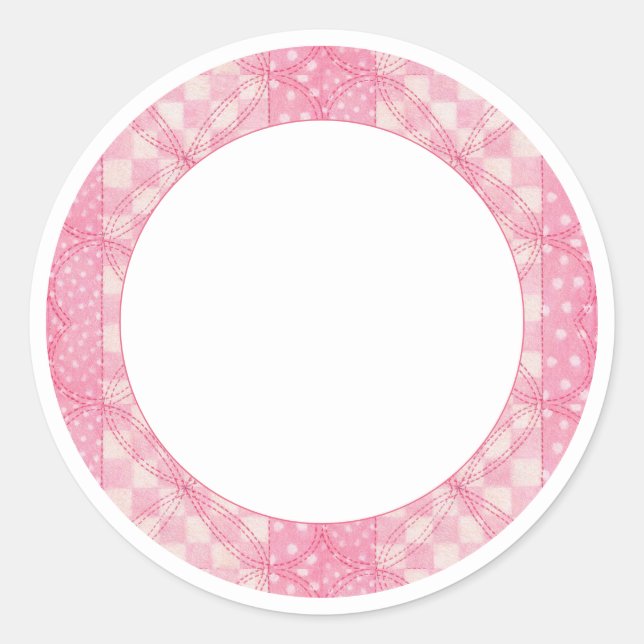 PINK HEART QUILT 3" Rundmatte Aufkleber (Vorderseite)