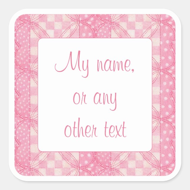PINK HEART QUILT 3" Square Matte Stickers (Vorderseite)