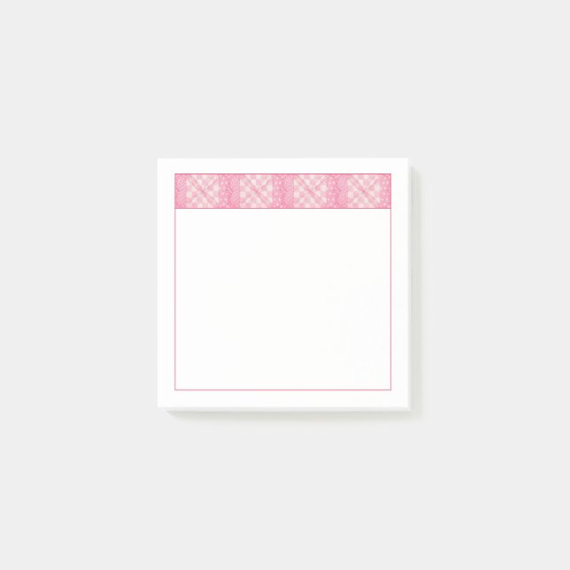 PINK HEART QUILT 3x3 Post It Notepad Post-it Klebezettel (Vorderseite)