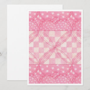 PINK HEART QUILT 5.12x18.5 Flachkarte / Vertikal Karte