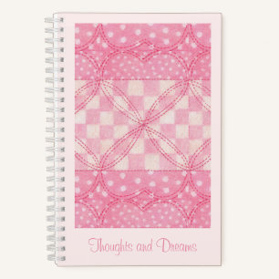 PINK HEART QUILT 5.5x8.5 Notebook + Text / Pink Notizbuch