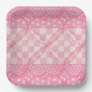 PINK HEART QUILT 9" Square Paper Teller