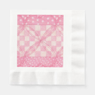 PINK HEART QUILT geprägtes Mittagspapier Napkins Serviette