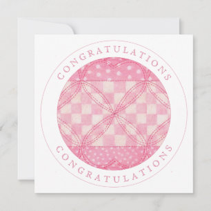 PINK HEART QUILT "Herzlichen Glückwunsch" Flachkar Karte