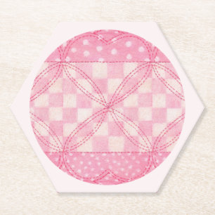 PINK HEART QUILT Hexagon Untersetzer / rosa