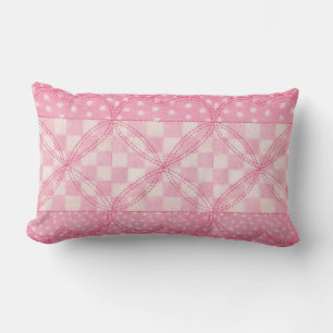 PINK HEART QUILT Lumbar Kissen