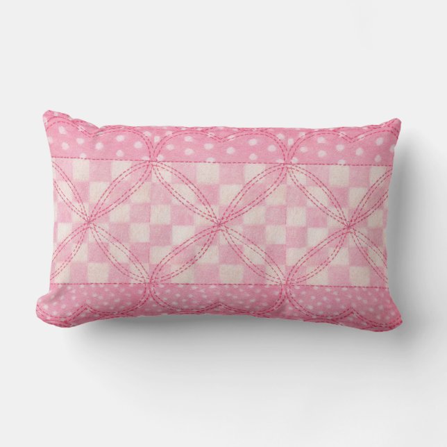 PINK HEART QUILT Lumbar Kissen (Vorderseite)