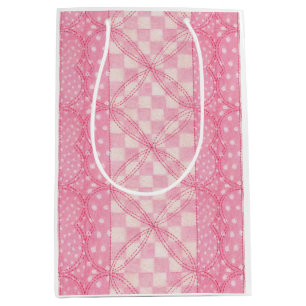 PINK HEART QUILT Mittlere Geschenktasche Geschenktüte