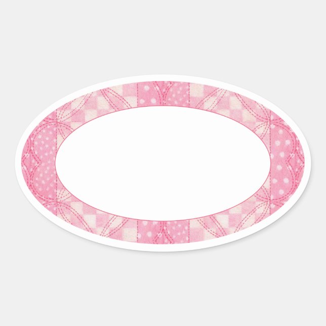 PINK HEART QUILT Oval Matte Stickers (Vorderseite)