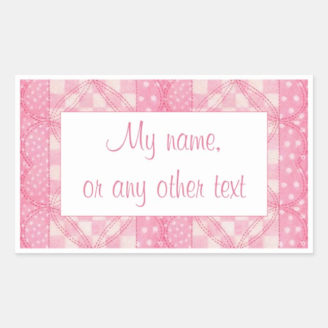 PINK HEART QUILT Rectangle Matte Stickers (Vorderseite)