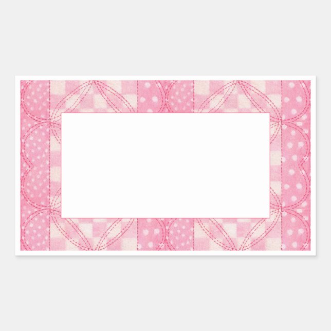 PINK HEART QUILT Rectangle Matte Stickers (Vorderseite)