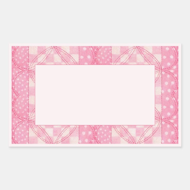 PINK HEART QUILT RETangle Matte Stickers / Pink (Vorderseite)