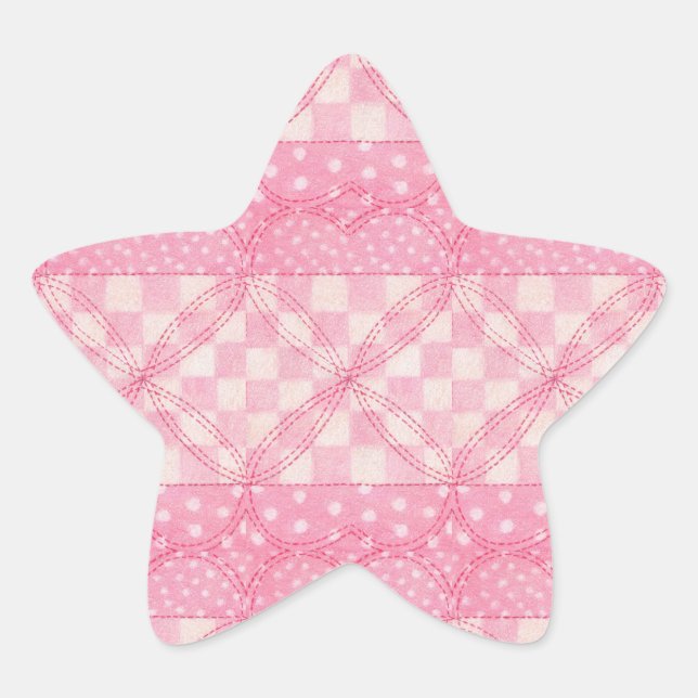 PINK HEART QUILT Star Stickers (Vorderseite)