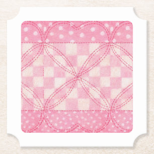 PINK HEART QUILT Ticket Paper Untersetzer