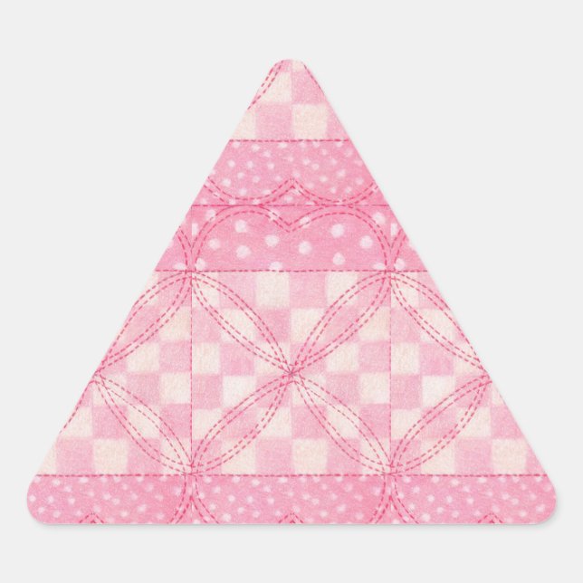 PINK HEART QUILT Triangle Stickers (Vorderseite)