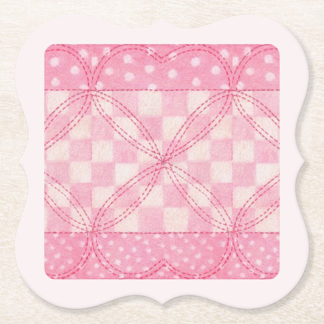 PINK HEART QUILT, Untersetzer Papier / rosa (Vorderseite)