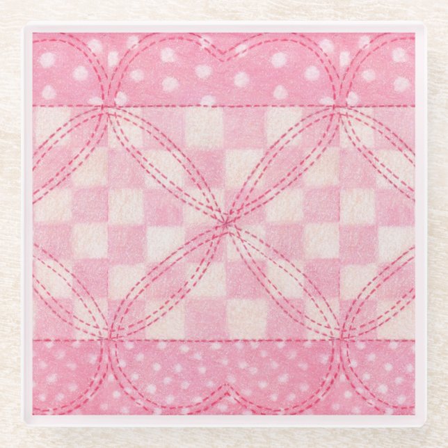 PINK HEART QUILT Untersetzer / Pink (Vorderseite)