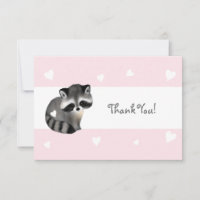 Pink Heart Raccoon Danke Karte