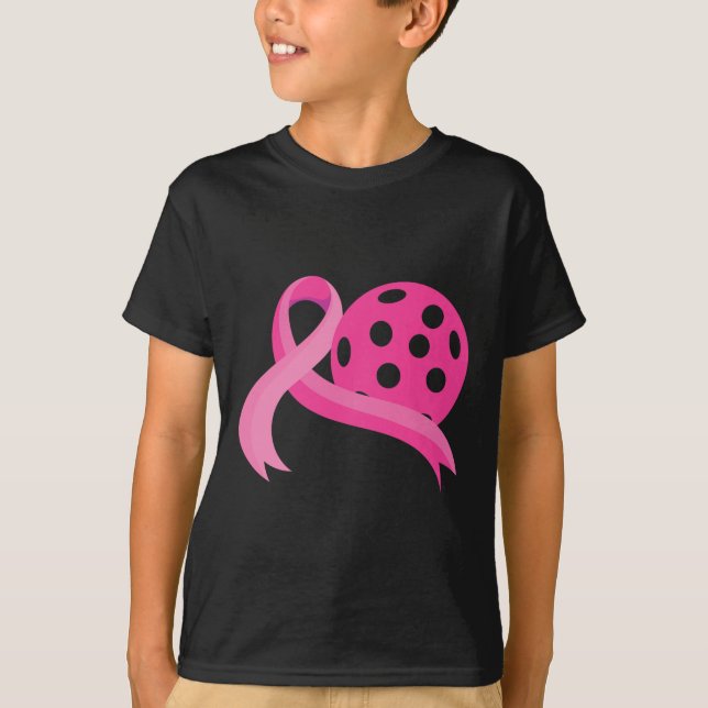 Pink Heart Ribbon Pickleball Breast Cancer Awarene T-Shirt (Vorderseite)