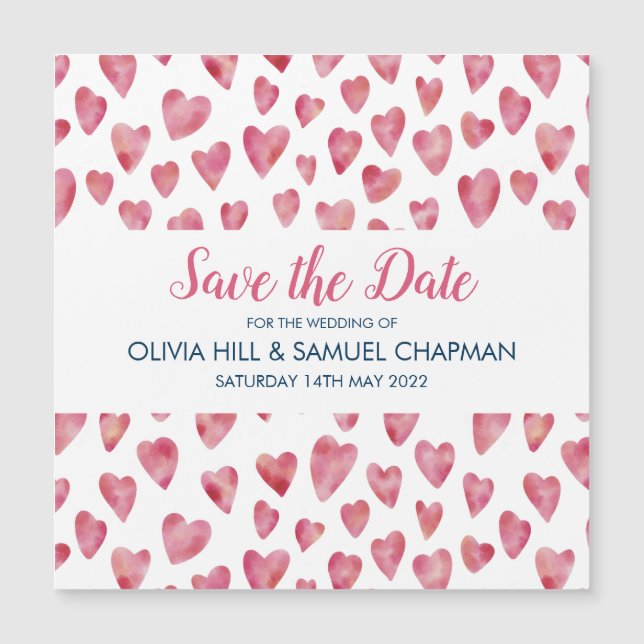 Pink Heart Save the Date Magnet (Vorderseite)