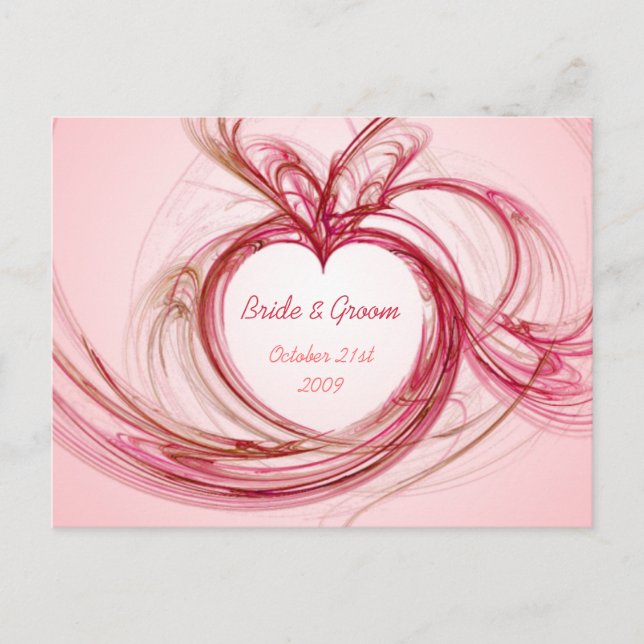 Pink Heart "Save the Date" Postkarte (Vorderseite)