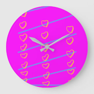 Pink Heart Scroll Große Wanduhr