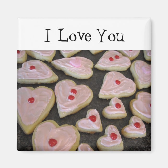 Pink Heart Shaped Cookies Magnet (Vorne)