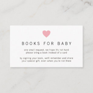 Pink Heart Simple Girl Books for Baby Shooter Begleitkarte