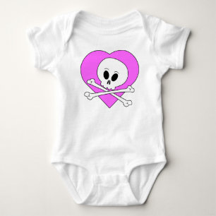 Pink Heart Skull Baby Strampler