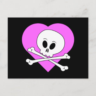 Pink Heart Skull Postkarte