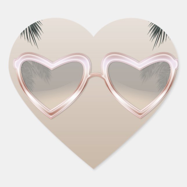 Pink Heart Sonnenbrille Chic Sweet 16 Pool Party Herz-Aufkleber (Vorderseite)