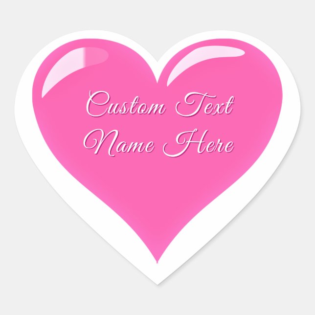Pink Heart Stickers Personalized Text Love Gifts (Vorderseite)