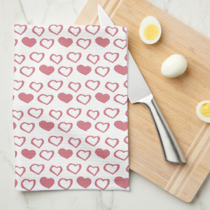 Pink Heart Sweet Valentine Illustration Muster Geschirrtuch