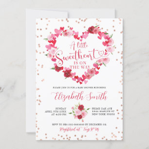 Pink Heart Sweetheart Baby Dusche Einladung