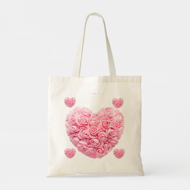 Pink Heart Tote Bag Tragetasche (Rückseite)