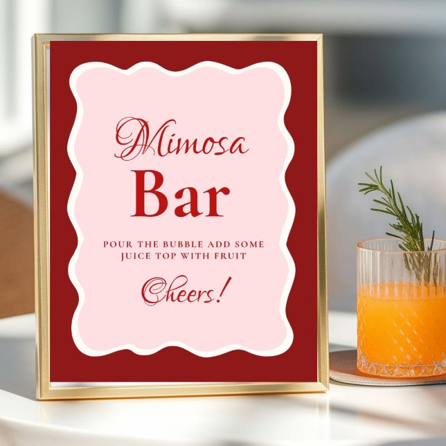 Pink Heart Valentine Bachelorette Mimosa Bar  Sign Poster (Von Creator hochgeladen)