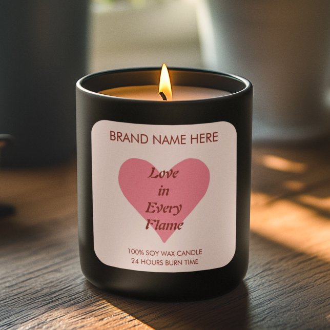Pink Heart Valentine's Day Candle Labels  Quadratischer Aufkleber (Von Creator hochgeladen)