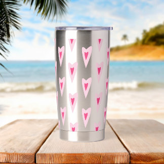 Pink Heart Valentines Water Bottle Thermobecher