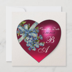 PINK HEART VERGESSEN ME NICHT MONOGRAMM silber met Einladung