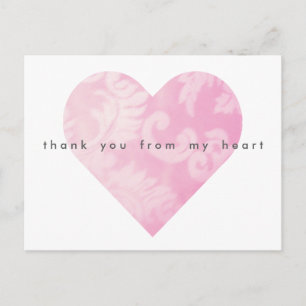 Pink Heart Vielen Dank Postcard individuell anpass Postkarte
