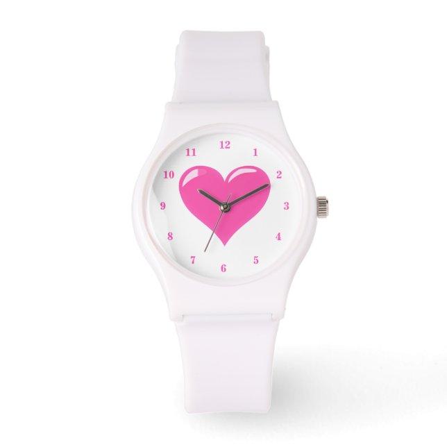 Pink Heart Watch Armbanduhr (Vorderseite)
